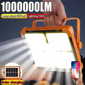 Multifunctional Solar Spotlight, Portable Magnetic LED Flood Light, USB Rechargeable Emergency Lamp, 180° Rotatable Handle, Ideal for Camping and Hiking, High Lumen Flashlight