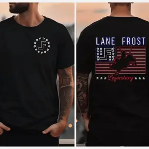 Rodeo Graphic T-Shirt for Women, Stylish American Flag Bull Rider Print in Soft Stretch Cotton with Short Sleeves