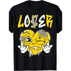 Men'S 1Pc Unisex Cotton Tshirt - Round Neck Short-Sleeve Casual Streetwear Top, Dripping Heart Digital Heat Transfer Print, High-Stretch Knit Fabric, All-Season Comfort, Ideal For Weekend Wear Trendy