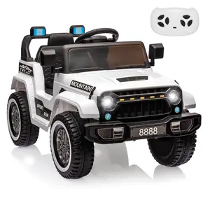 GARVEE 12V Electric Ride-On Truck with Remote Control, Spring Suspension, 3 Speeds, LED Lights, Music, MP3 Player - Exciting Ride-On Vehicle for Boys and Girls, White
