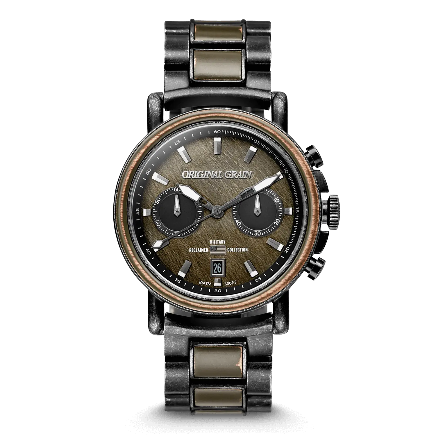 Military Stonewashed Steel Chrono 44mm