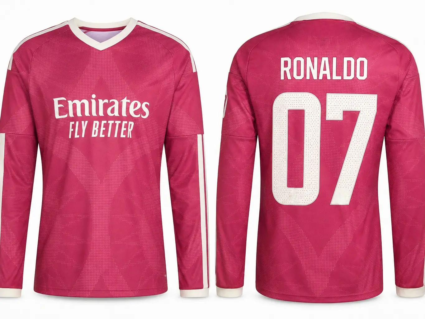 Retro 25/26 Ronaldo C7 Soccer Jersey – Vintage Red Striped Football Shirt, Long Sleeve Athletic Sportswear, Breathable Lightweight Fabric, Classic Fan-Inspired Streetwear
