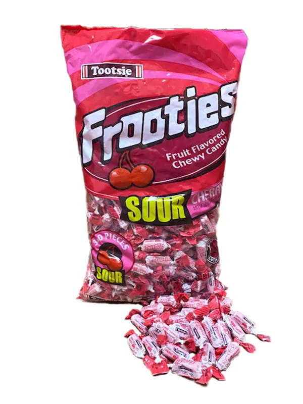 Frooties Tangy Sweet Sour Cherry Chewy Fruit Candy Pieces - 360-Piece Sugar-Based Refill Pouch (38.8oz), Sour Candy Balls, Low Fat Snack, 12-Month Shelf Life, Room-Temperature Cupboard Storage