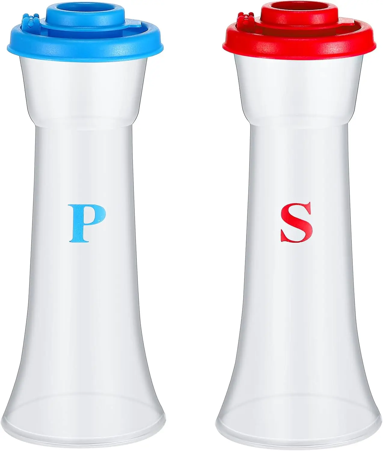 Kitchenware Salt and Pepper Shaker Set - 2-Piece Large Plastic Lid-Sealed Moisture-Proof Hourglass Cover Canisters, Countertop Storage for Fresh Salt & Pepper, Portable Food Storage Solutions (Blue, Red)