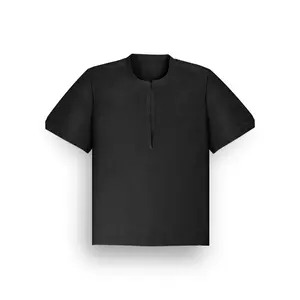 YVESLU Short Sleeve Shirt, Smoke Black; Menswear Casual, Linen Cotton Blend