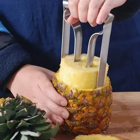 Stainless Steel Pineapple Corer Slicer Cutter - Drawer-Friendly 1/2-Piece Handheld Fruit Slicer with Handle, Smooth Durable Kitchen Utensil for Quick Home Pineapple Coring Prep Needs