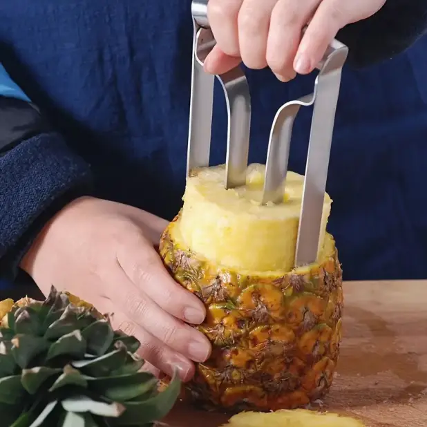 Stainless Steel Pineapple Corer Slicer Cutter - Drawer-Friendly 1/2-Piece Handheld Fruit Slicer with Handle, Smooth Durable Kitchen Utensil for Quick Home Pineapple Coring Prep Needs