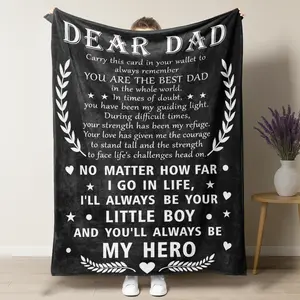 Heartfelt "Dear Dad" Soft Plush Letter Blanket from Son - Sentimental Tribute to My Hero Dad Guiding Light Father's Day Gift - Meaningful Birthday Present for Best Dad Ever