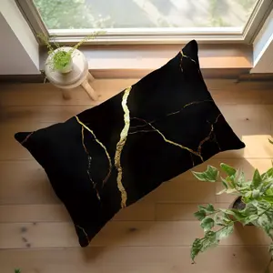 Gold Marble Pattern Pillow Cover, 19.71x11.81in Single Side Print, Simple Home Decor for Living Room Bedroom, No Insert Included