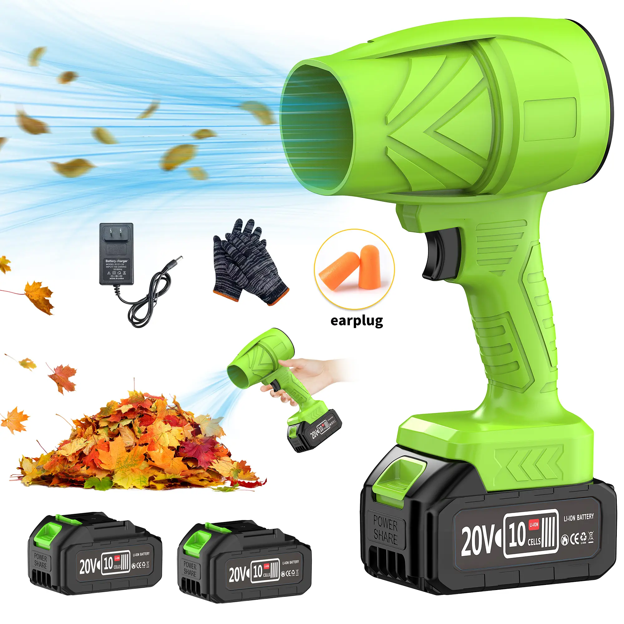 turbojet leafblower  Leaf Blower Violent Turbo Fan  Pure Copper Motor Cordless Turbo Power Air Duster Home Improve Garden Maintain Leaf Removal Manual Operation