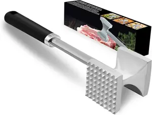 Meat Tenderizer, Dual-side Meat Mallet with Comfortable Grip Handle, Meat Tenderizer Tool for Tenderizing Steak, Beef, Chicken, Fish and Nuts (Black)