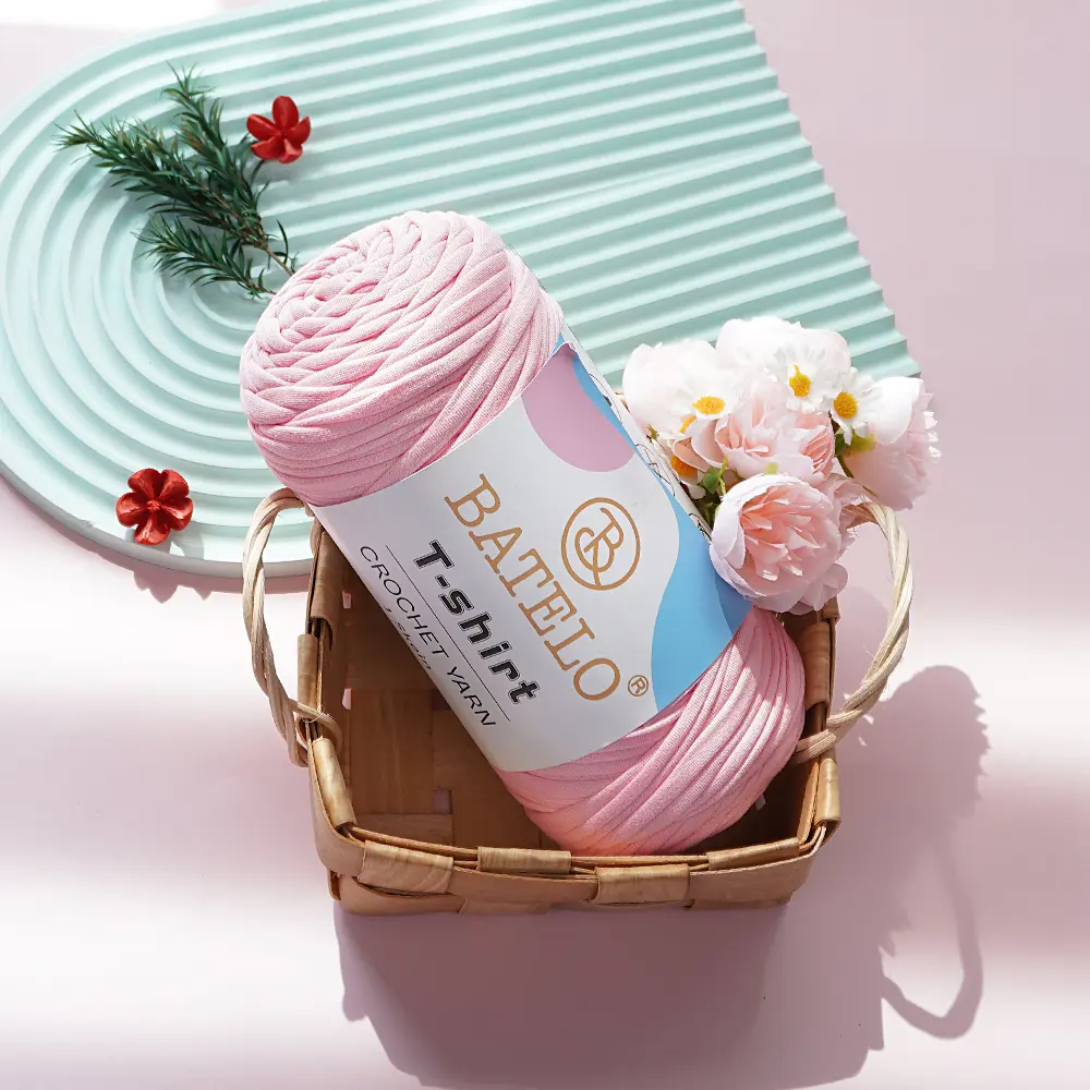 BATELO Soft Stretchable Polyester T-Shirt Yarn - 400g Durable Sewing Fabric Yarn, Crochet Aesthetic Handicraft Supplies for DIY Home Crafts, Ideal for Crochet Enthusiasts