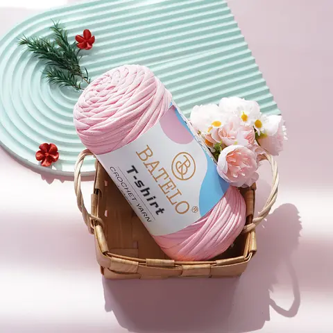 BATELO Soft Stretch T-Shirt Crochet Yarn - Knit Polyester, 400g Bulk Yarn with Stretchy Stitch, Durable Versatile Supplies for DIY Home Crafts, Handmade Bags, Craft Enthusiasts