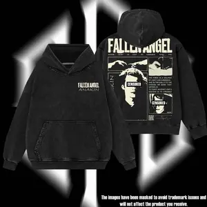 Superstyle The Chosen One "Anakin Fallen Angel" Darth Vader - Star Galaxy Warriors Edition Double Printed Oversize Lightweight Acid Washed Tee Hoodie Sweater TV Series Graphic Design Top Cotton Streetwear Film Movie T-Shirt Clothes Menswear Womenswear V7C