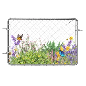 VEVOR Chain Link Fence Gate,  72 x 48 in, Adjustable Chain Link Fence Panel, Fit 2.2-6 ft (W) x 6 ft (H) Garden Fence Gate Opening, Rust-Resistant Galvanized Fencing Gate for Farm, Posts Not Included