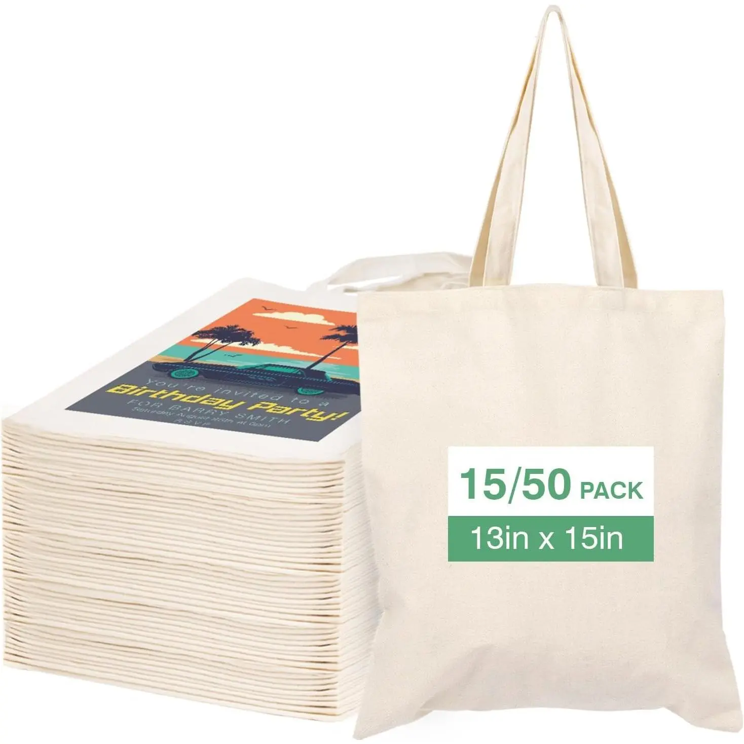 Canvas Tote Bag Bulk for DIY Projects, 13x15 Inches Tote Bags for Grocery Shopping, 10oz Machine Washable Fabric