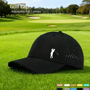1 Men'S Quick-Drying Golf Cap |   Golf Swing Design, Breathable Mesh Back, Light Moisture Wicking, Adjustable Size, Suitable for Outdoor Sports, Fishing, Hiking - Fashion Baseball Cap, Casual Wear, Navy Blue with Golf Swing Logo
