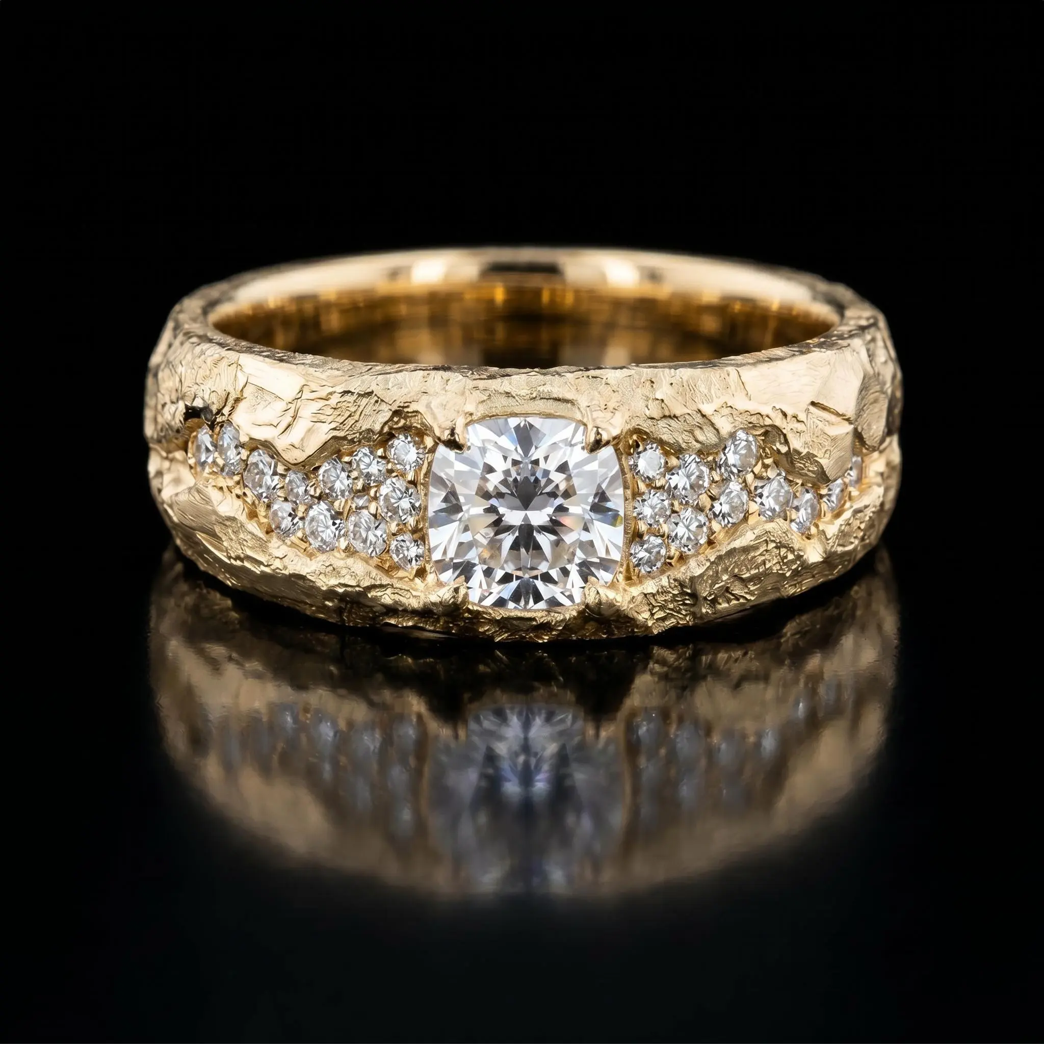 HELLOICE 925 Silver & 2CT VVS1 Moissanite Cushion Cut Universe Band Ring for Men 18K Gold White Gold Rose Gold Plated Fashion Simple Gift