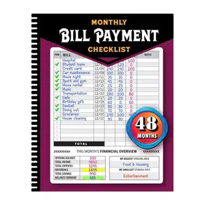 48-Month Bill Payment Tracker Notebook | 8"×10" Spiral Bound Finance Organizer with 960 Bill Records for Home & Budget Management