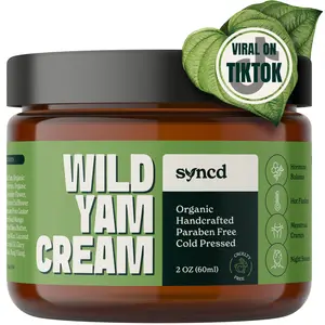 Syncd Wild Yam Cream for Hormone Balance Organic Menopause Relief, Hot Flashes, and Night Sweats - Hand Crafted Enriched Vitex Berry-Infused Perimenopause Comfort Cream Paraben Free, Non-GMO, Made in USA