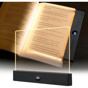 Rechargeable Book Reading Light, Transparent LED Flat Panel Bedside Lamp, 3 Color Modes & Timer Function, Dimmable Full Page Light, Perfect Scholarly Gift for Female Readers, Kids & Book Lovers