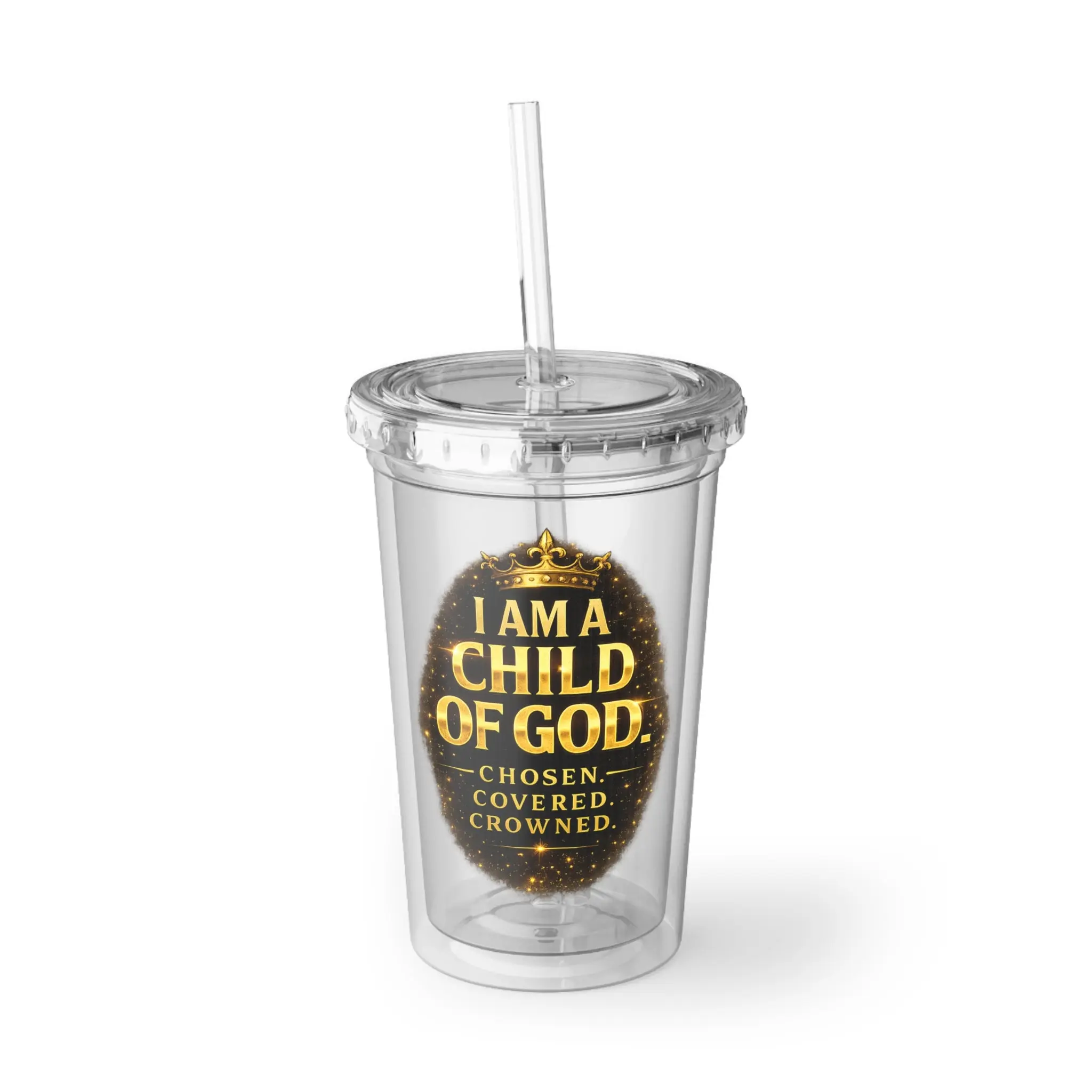 I Am A Child Of God Acrylic Tumbler Christian Iced Coffee Cup Faith Based Clear Cup with Straw Gift