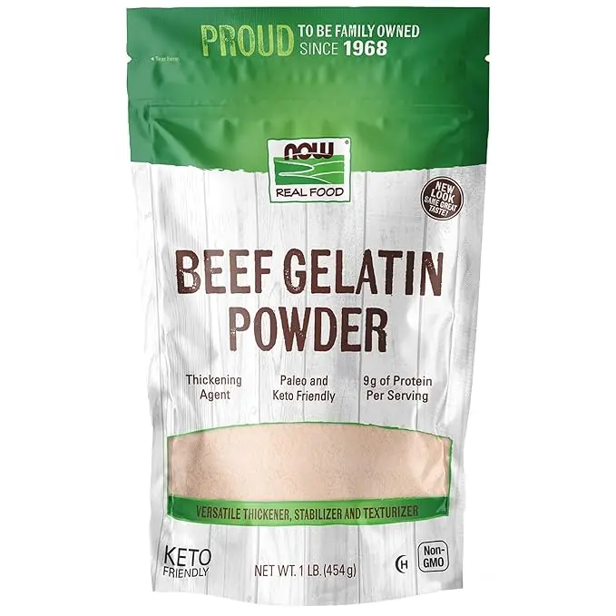 NOW Foods Unflavored Beef Gelatin Powder – Natural Thickening Agent for Cooking & Baking, 1 lb (454g