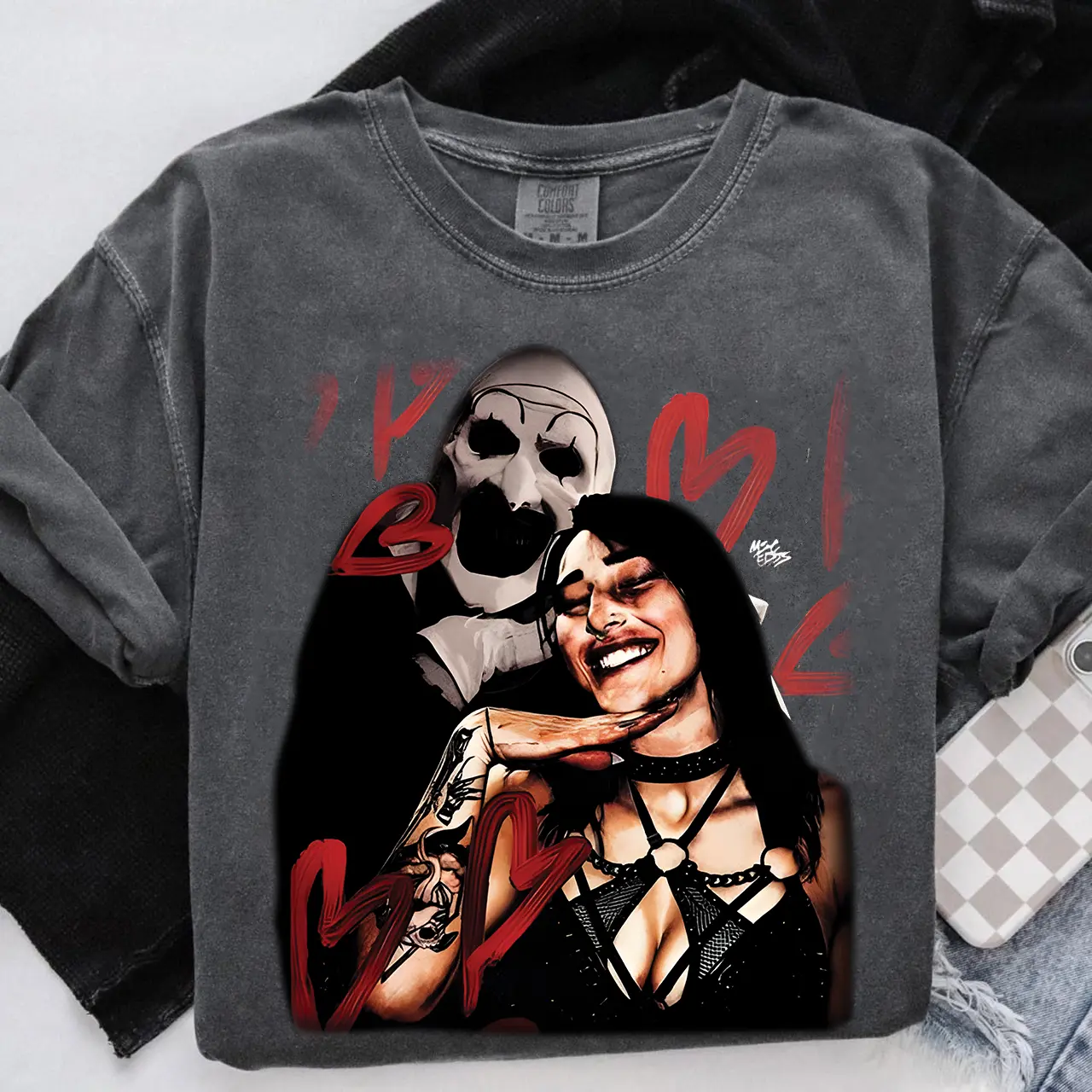 Comfort Colors, RHEA RIPLEY & TERRIFIER TEE Heavy Cotton WWE Tee Retro 90 s Styled Shirt WWE Vibes Y2K Aesthetic Throwback