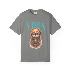 Comfort Colors® Retro Hippie Sloth Vibes | Colorful Watercolor Boho Design