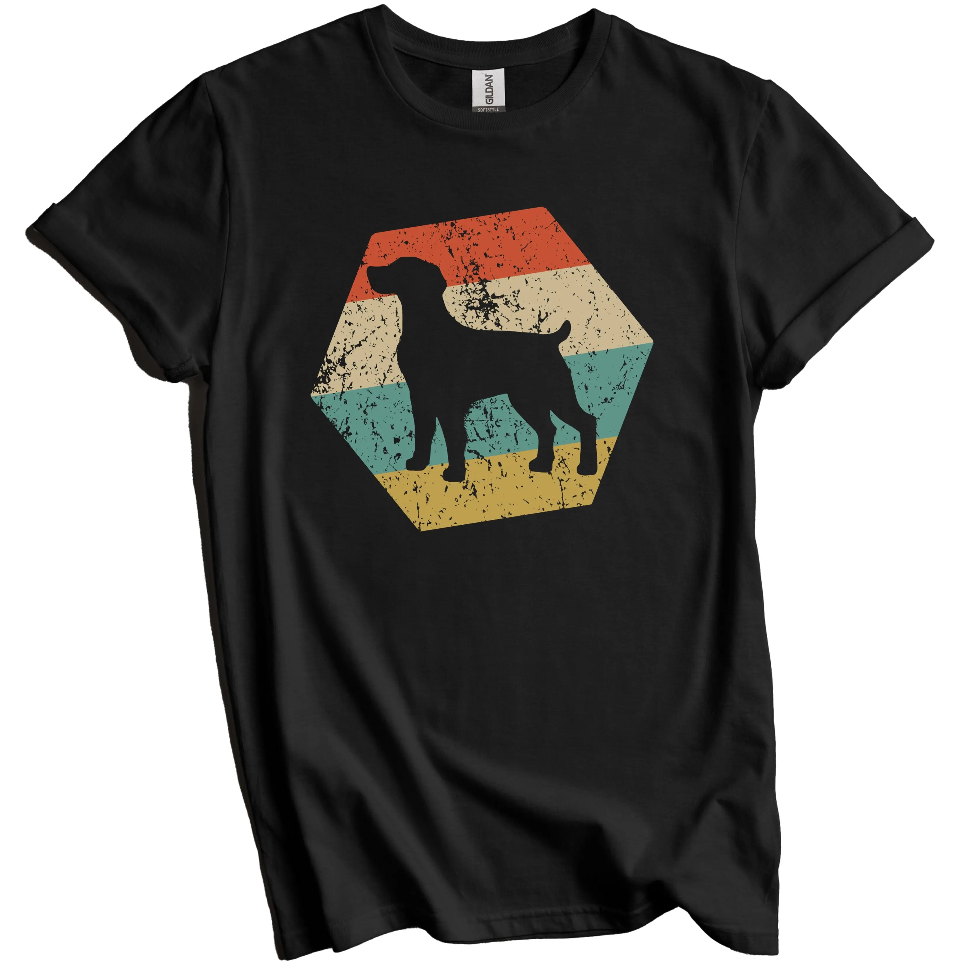 Brittany Spaniel Dog Breed Retro Distressed Hexagon T-Shirt