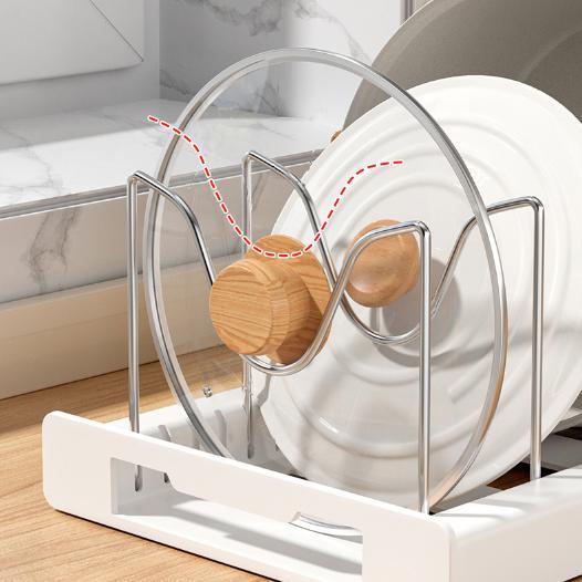 Pot Lids Organizer Rack for Cabinet and Countertop, 7+ Pan Lids and Bakeware Organizer Rack Holder with 7 Adjustable Compartments,Kitchen Storage, Pot Lid Storage - White, Gifts for Mom,Organizing hacks for a tidy kitchen