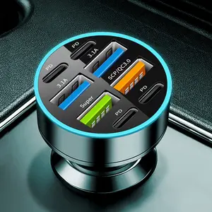 8-Port USB C Car Charger, Multifunctional PD Fast Charging Car Adapter, Mobile Phone Charger for Car, Truck, SUV, Car Accessories, Type C Charger, Automotive Car Charger, Universal Car Adapter