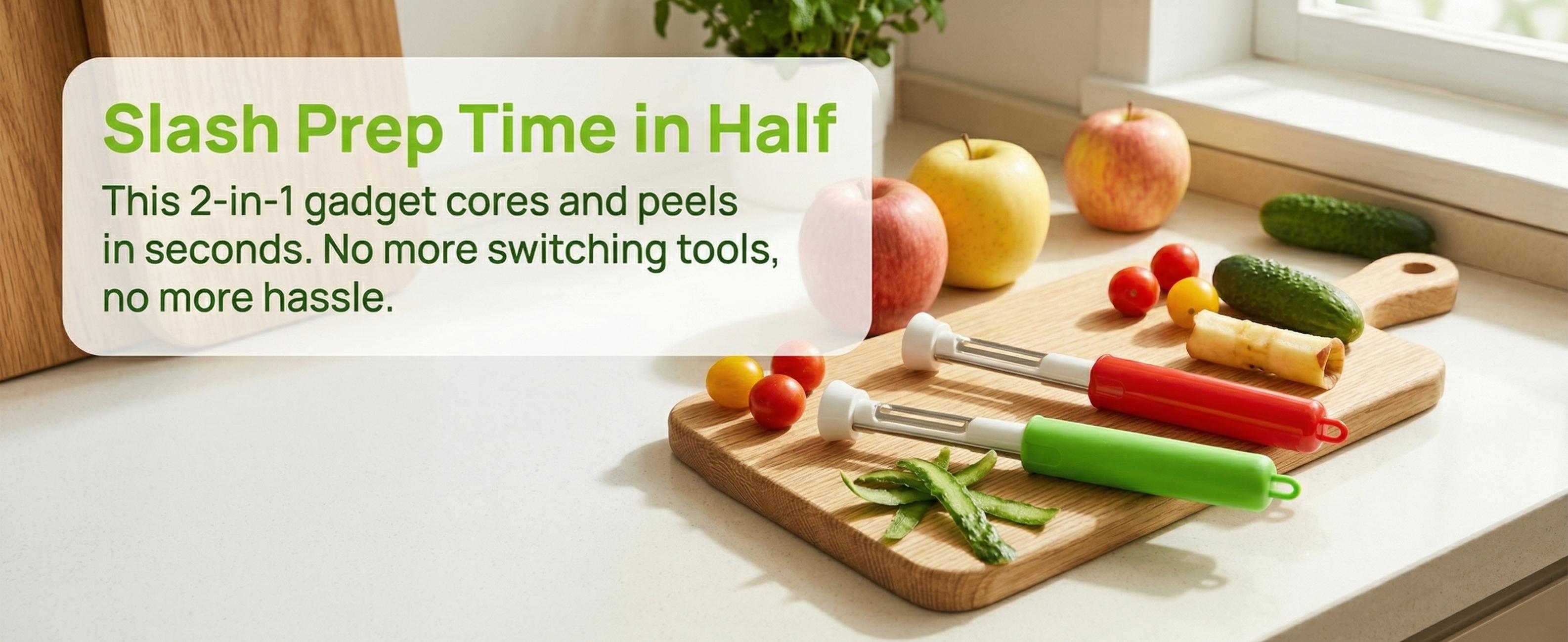 Food grade stainless steel 2-in-1 fruit corer and peeler, used as a telescopic corer for fruits such as apples and pears