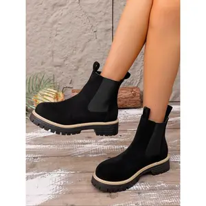 Women's Fashionable Solid Color Ankle Boots, Casual Comfortable Chelsea Boots for Daily Wear, Female All-match Trend Shoes for Daily Wear