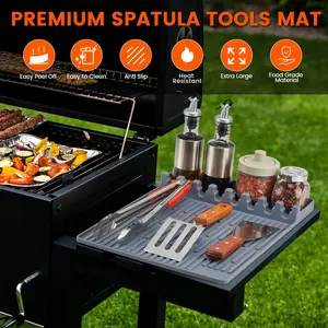 [Mega Deals]  Silicone Griddle ToolsMat Waterproof Oil-proof Spatula Drain PadMultifunctional Side Shelf Mat for KitchenCooking Counter Accessories Utensils Orange Grillmat Stainless Steel Dinnerware Sets Food Home Aluminum Food Home