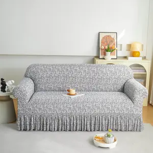 1pc Printed Skirted Sofa Cover All-Season Anti-Slip Universal Washable Sofa Protector Reusable Couch Slipcover Replacement