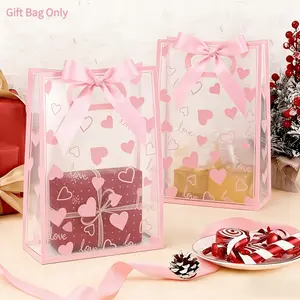 12 Pack Clear Heart Shaped Gift Bags with Ribbons, PVC Plastic Gift Bags with Handles, Ins Style Elegant Packaging Bags for Shopping & Wrapping, Gift Wrapping Supplies, Perfect for Valentine's Day, Birthdays, Weddings & Parties
