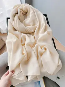 Women's Cotton Linen Scarf Thin Long Plain Shawl Neck Protection Muslim Headscarf Turban Hijab Spring Summer Korean Style Casual All Seasons Tignon Scarf