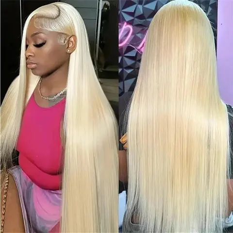 BABOSHOW 34Inch Inch Blonde 613 Straight 13X6 HD Transparent Lace Frontal Wigs Pre plucked 180% Density 99J# Burgundy Lace Front Human Hair Wigs For Women Colored Body Wave Human Hair Wigs Can Be Dyed