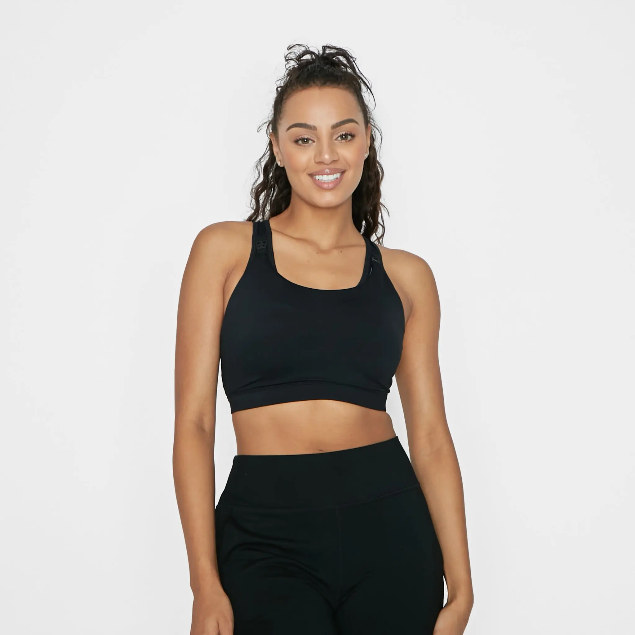 Go With The Flow Nursing Sports Bra - Black Maternity Solid Bra Maternity Shapewear
