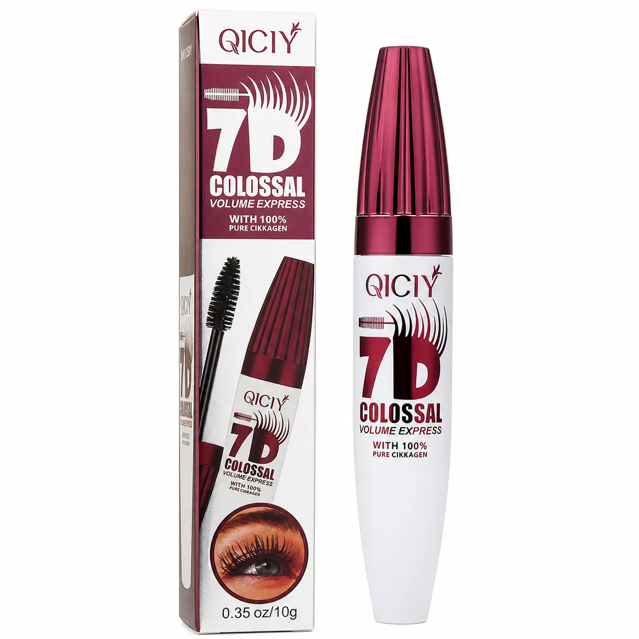 7D Waterproof Volumizing Cosmetic Mascara, Intense Black, Tapered Brush, Buildable Lash Definition, 0.35 oz/10 g sohochic