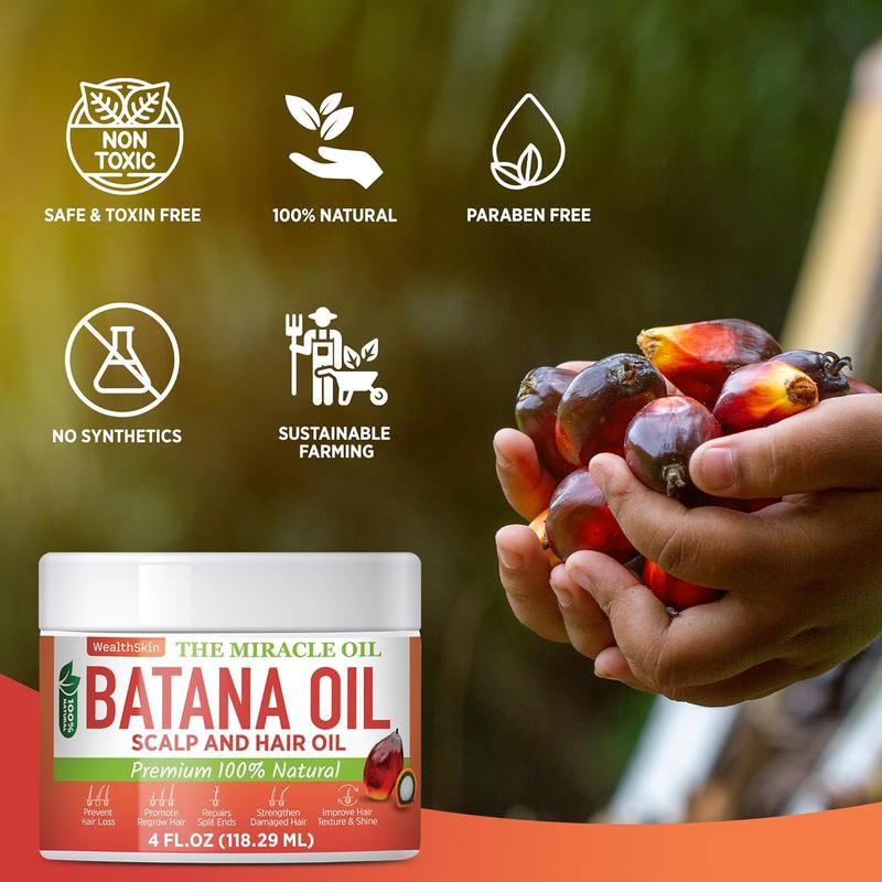 Wealthskin Batana Oil From Honduras Repairs Damaged Hair, Dr. Sebi Reduces Hair Loss, And Nourishes Scalp. 100% Pure, Ideal As Hair Mask Or Scalp Oil