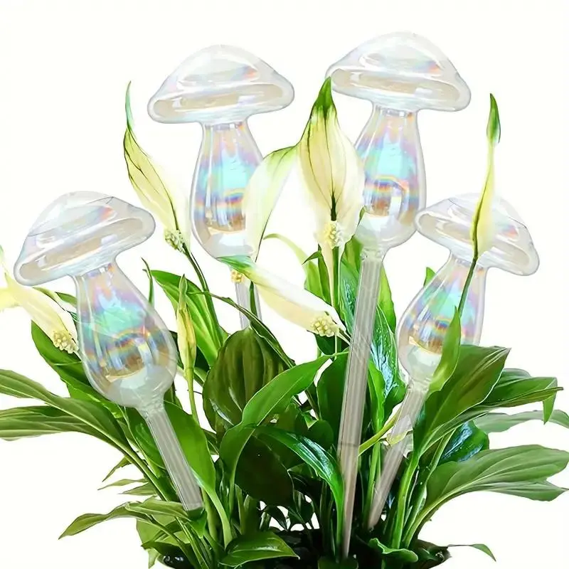 Mushroom Design Watering Can, Glass Automatic Drip Irrigation, Transparent Garden Watering Three Pack Set, Lawn Care Tool, Automatic Irrigation System, Efficient Watering Kits, Automatic Plants Watering, Garden Accessories