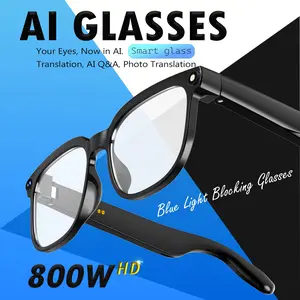 AI smart glasses suitable for both men and women, equipped with UV protection and blue light protection, feature high-definition 8-megapixel imaging, Bluetooth connectivity, multi-language translation, meeting analysis, music playback, hands-free calling