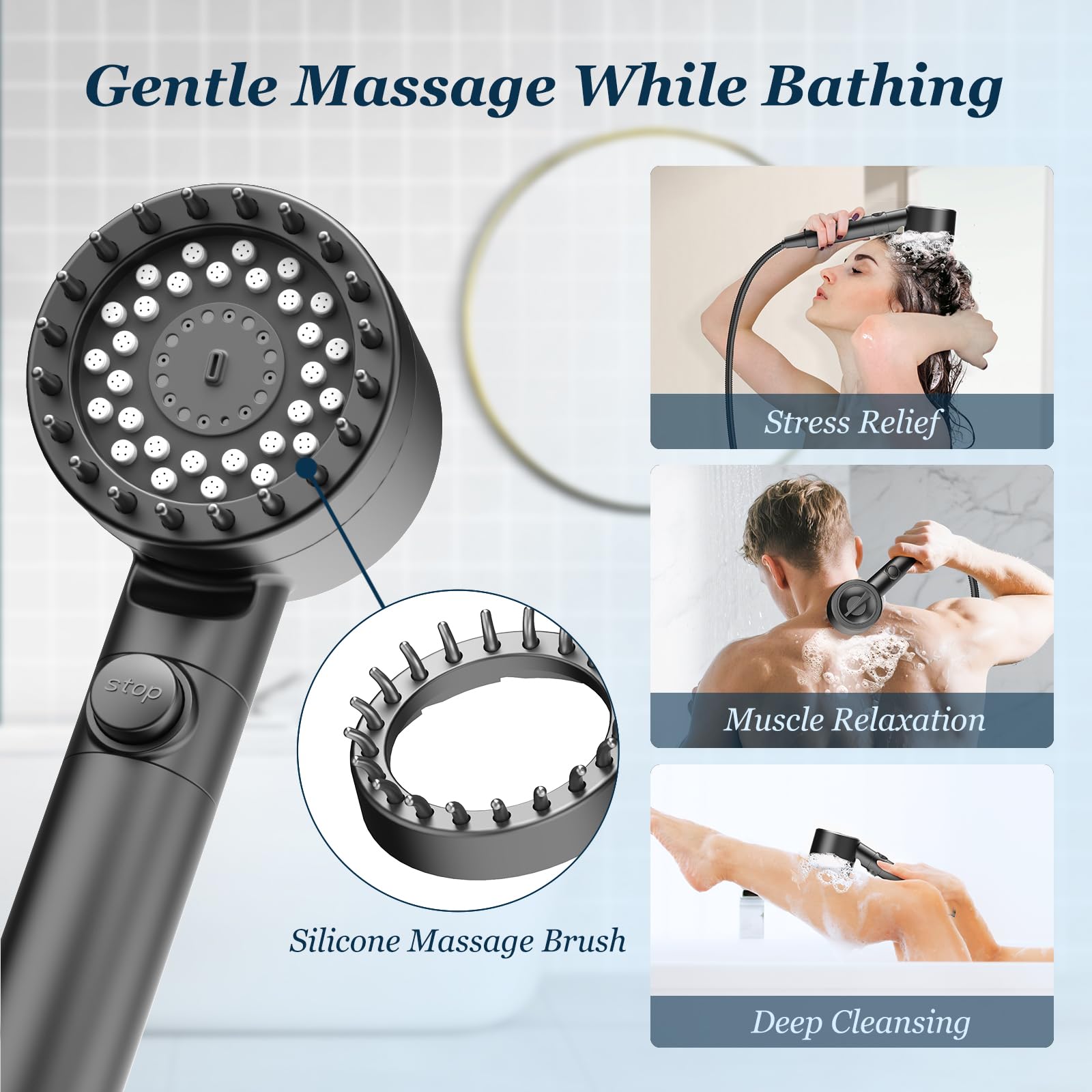 FEELSO Updated Filtered Shower Head with Handheld High Pressure 4 Spray Nozzles for Hard Water Remove Chlorine Reduce Dry Skin ON/OFF Switch for Pet Bath