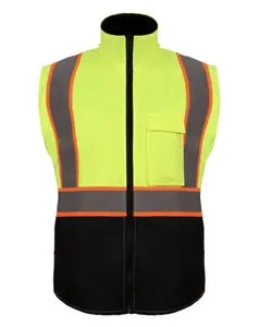 Yellow/Black Thermal Reflective Safety Vest with Hood for Construction and Road Work studson  hardhat High Visibility High Visibility