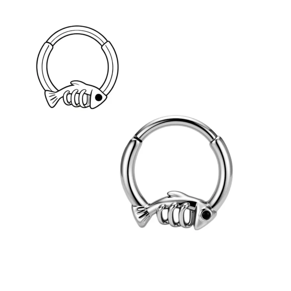 OUFER 16G Skeleton Fish Septum Ring Stainless Steel