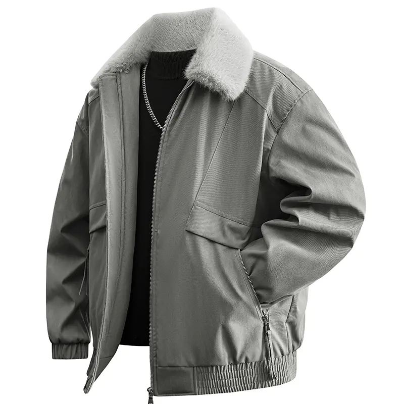 Men's Winter Down Jacket with Removable Fur Collar, 90% Duck Down Filling