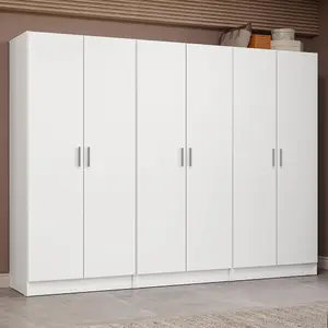 Madesa 6 Doors Storage Cabinet with Ample Shelves Space 94 Inch Utility Armoire Closet Entryway and Bedroom Organization Unit (White)