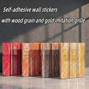 5-Piece Waterproof PVC Wall Panels, Self-Adhesive Bathroom & Kitchen Decor, Wood Grain Design, Easy to Clean & Cut, Home Office Decoration